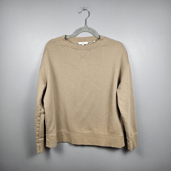 Vince Women’s 100% Cotton Crewneck Sweatshirt Tan Beige Pullover Small S - Picture 1 of 6